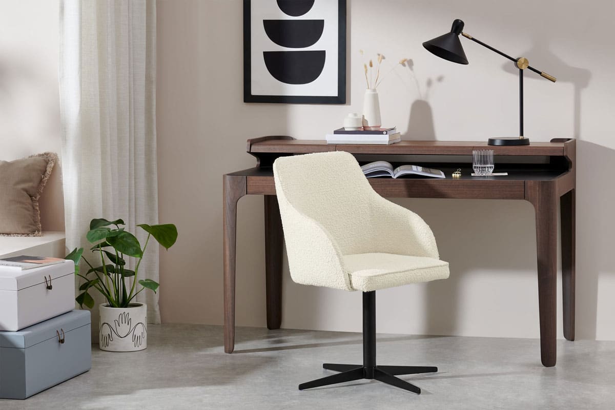 Chaise de bureau design en velours jaune or pour bureau