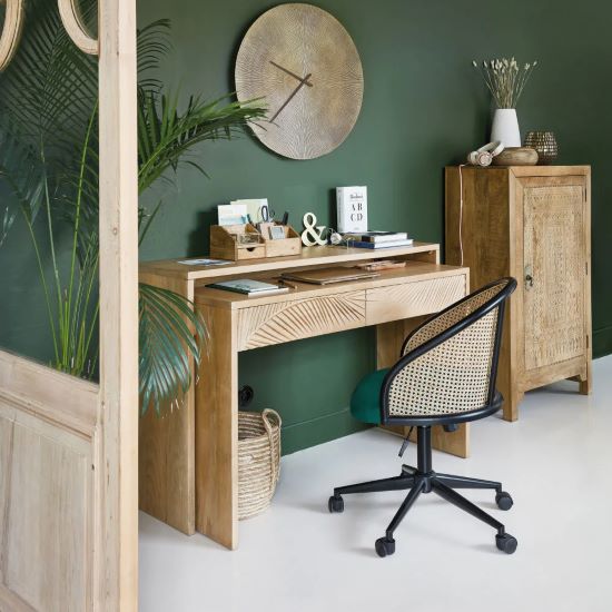 Chaise de bureau Scandinave Ergonomique moderne en velours rose - Conforama